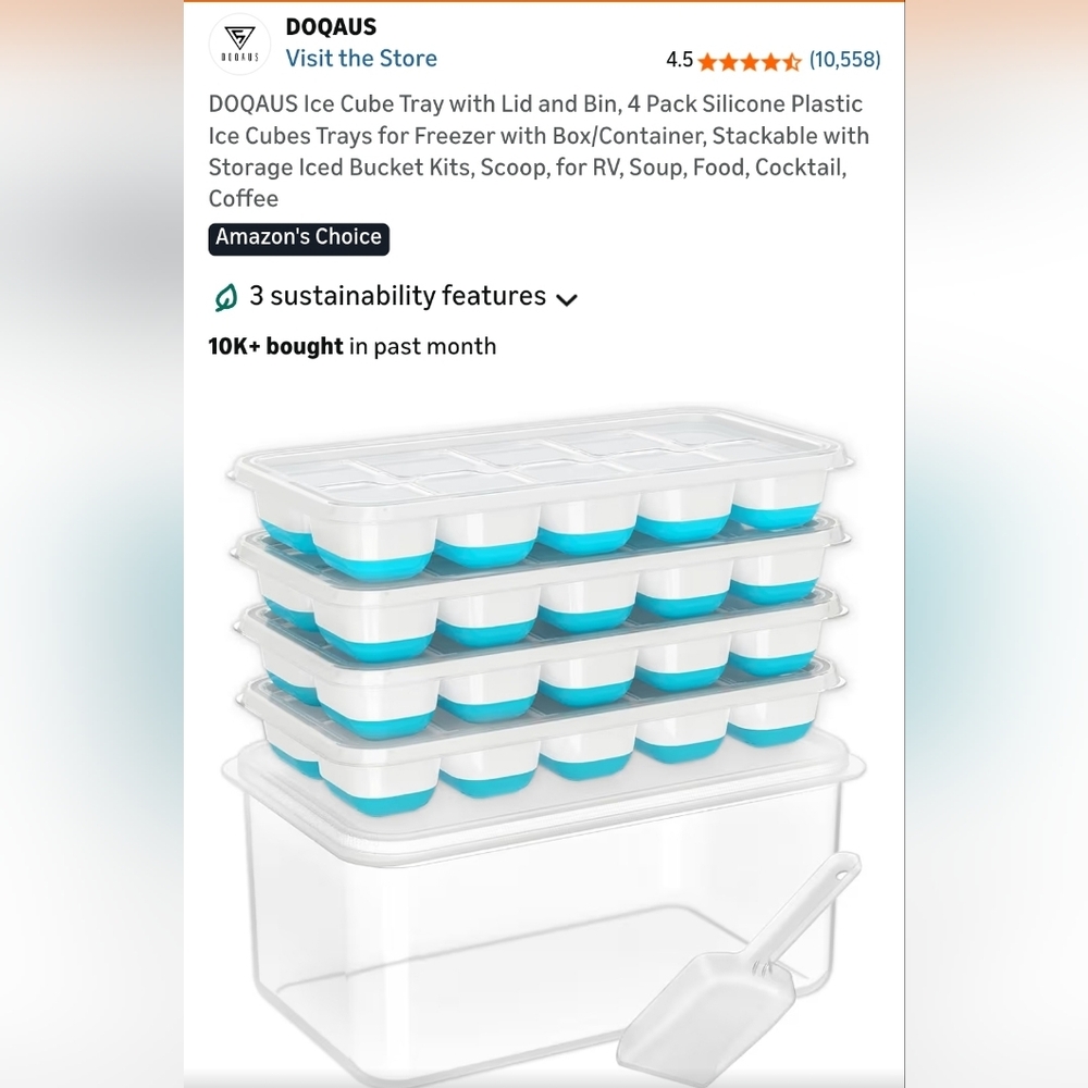 Ice Cube Tray Set with Lid - Blue and White